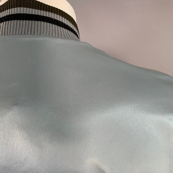 MAISON MARGIELA Size S Blue Grey Contrast Trim Satin Bomber Jacket - Picture 5 of 13